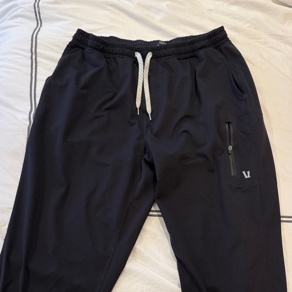 Vuori Black Joggers with White Drawstring